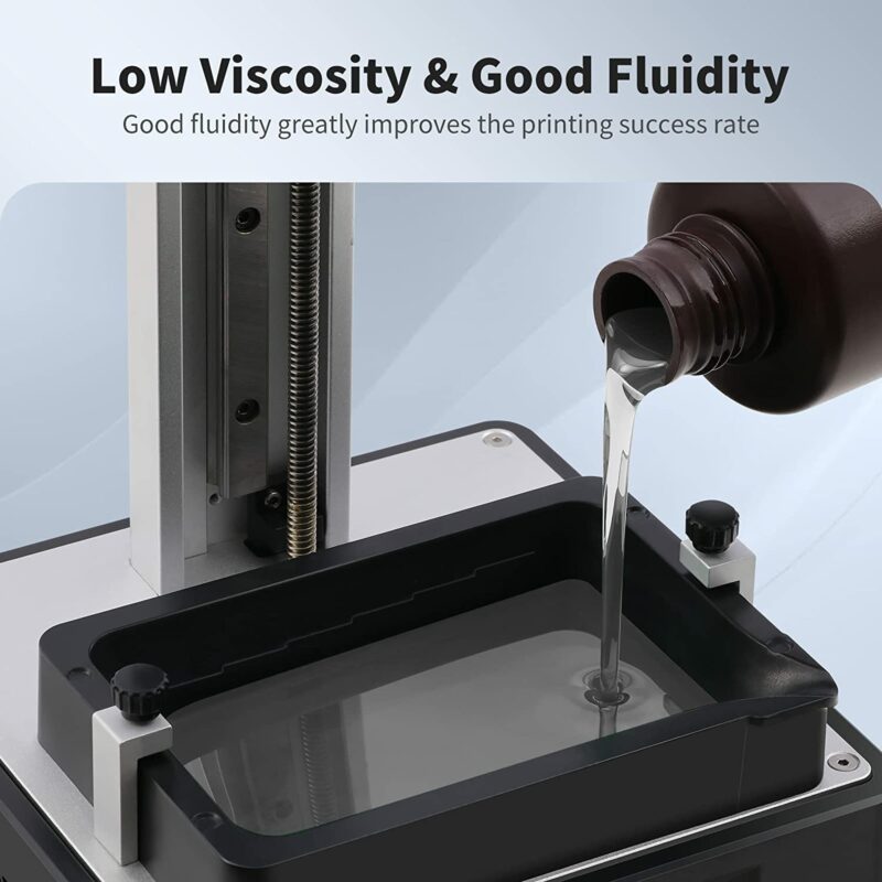 ANYCUBIC Water Washable 3D Printer Resin, 405nm High Precision UV-Curing 3D Resin, Low Shrinkage Standard Photopolymer Resin for 8K Capable LCD DLP 3D Printing clear5